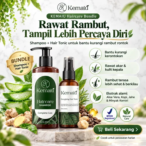 BUNDLE KEMAIU Haircare Shampoo + Hair Tonic Penumbuh Rambut Alami & Atasi Kerontokan Rambut