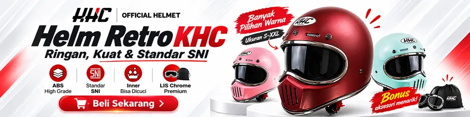 KHC Helm Cakil Original Full Face List Chrome Inner Visor