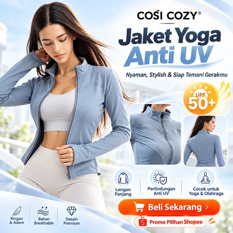 COSI COZY Jaket Lengan Panjang Untuk Olahraga Yoga Wanita UPF 50+ /Anti UV