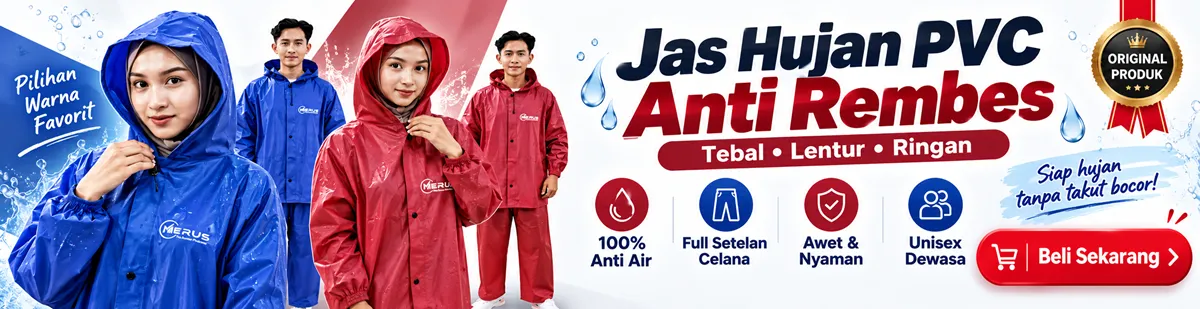 Jas Hujan Setelan MERUS Raincoat Pria Wanita Tebal dan Anti Rembes PVC 0.25 (celana full siler)
