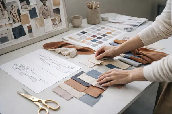 fashion moodboard and sketch for clothing brand development