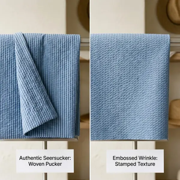 perbedaan tekstur antara kain seersucker asli dan kain emboss berkerut imitasi perbedaan tekstur antara kain seersucker asli dan kain emboss berkerut imitasi