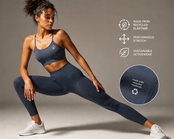 sustainable activewear made from recycled elastane fabric showing performance stretch and eco friendly fashion innovation