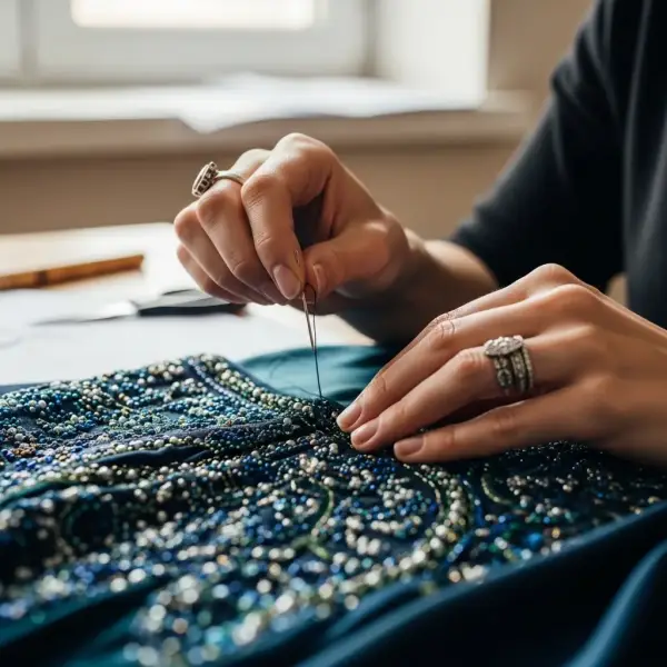 detail craftsmanship cultural couture dengan bordir tangan dan tekstil tradisional berkualitas tinggi