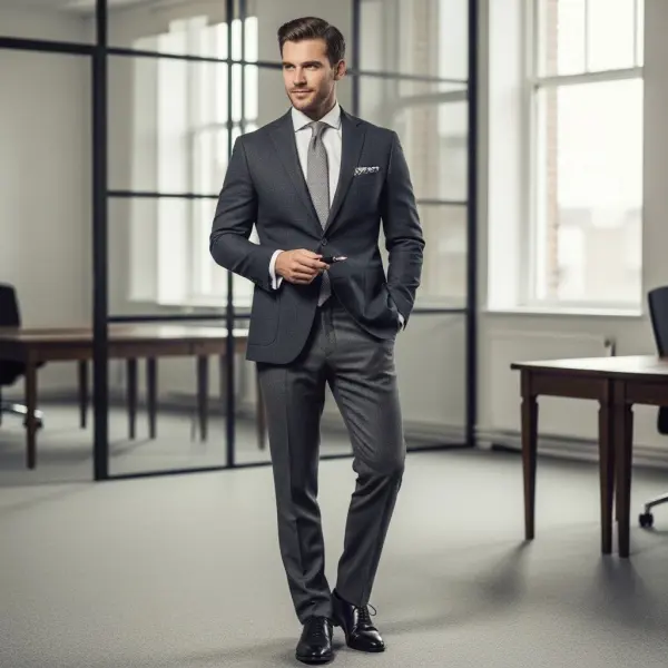 outfit business formal untuk lingkungan kerja profesional dengan blazer tailored dan celana formal