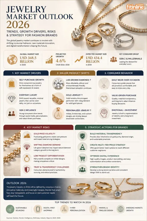 jewelry market outlook 2026 infographic trends growth drivers risks and strategy for fashion brands