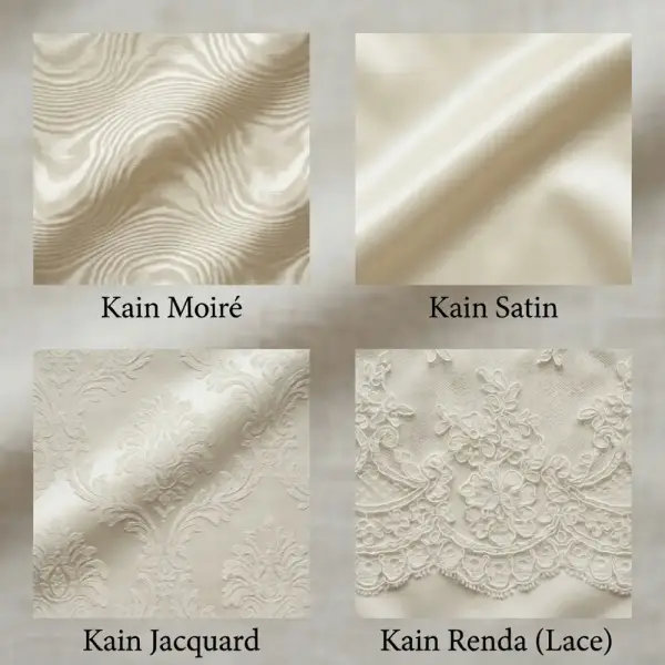 Perbedaan kain moire, satin, jacquard, dan brokat untuk dress formal dan bahan premium