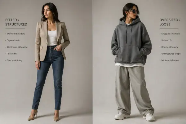 comparison between fitted garments and loose clothing in fashion fit sensitivity
