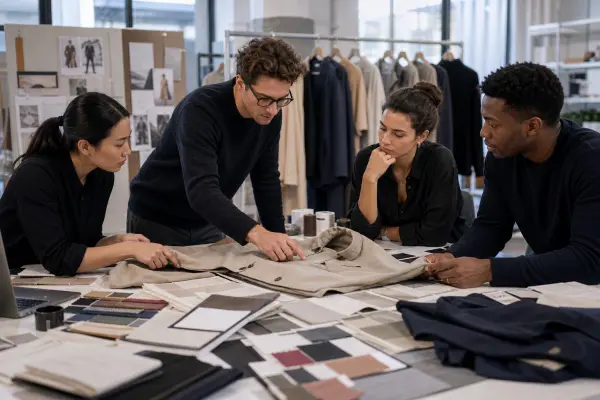 fashion brand making strategic fabric selection decisions in production process