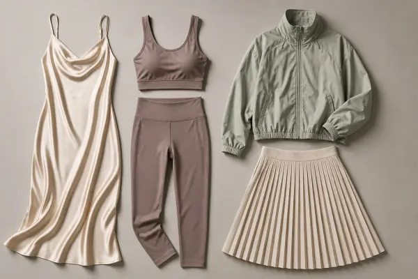 polyester fabric used in various fashion products including dresses activewear and outerwear