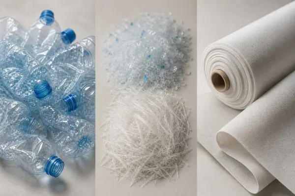 recycled polyester process from plastic bottles to textile fabric