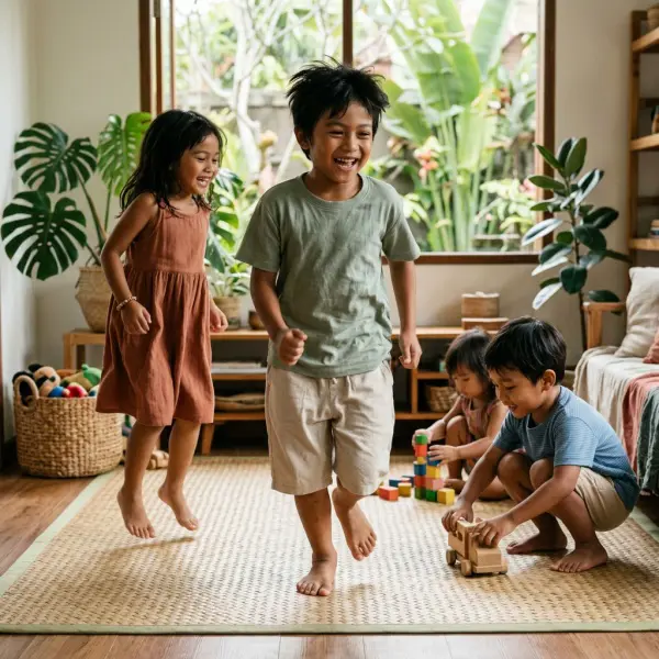 Anak aktif memakai pakaian breathable yang nyaman untuk aktivitas harian Anak aktif memakai pakaian breathable yang nyaman untuk aktivitas harian