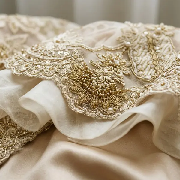 close up detail bahan premium untuk outfit kondangan elegan