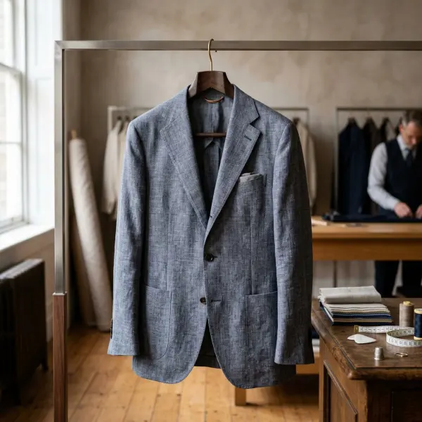 linen blend blazer formal dengan tekstur breathable untuk smart casual pria linen blend blazer formal dengan tekstur breathable untuk smart casual pria