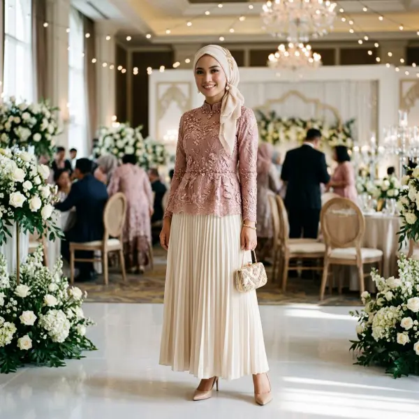 contoh siluet outfit kondangan yang proporsional dan elegan