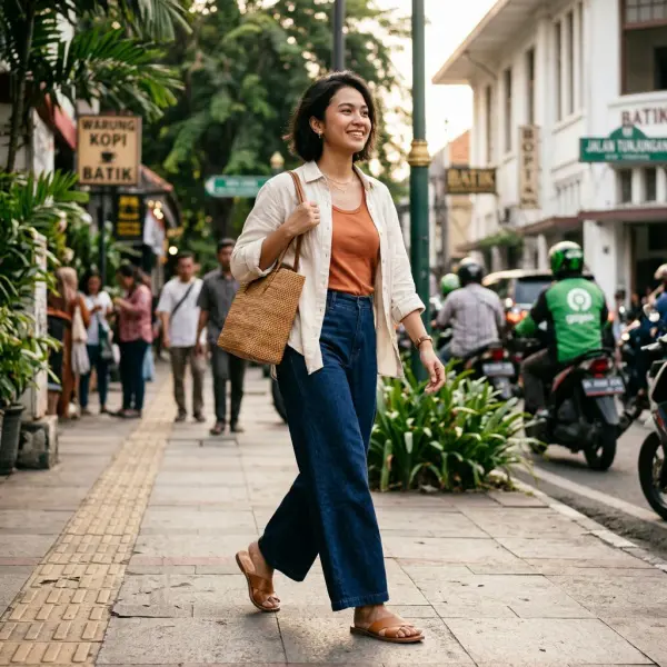 Outfit stylish dengan desain nyaman untuk aktivitas harian