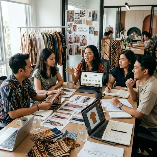 Tim fashion brand mendiskusikan strategi konten Instagram dan desain produk Tim fashion brand mendiskusikan strategi konten Instagram dan desain produk