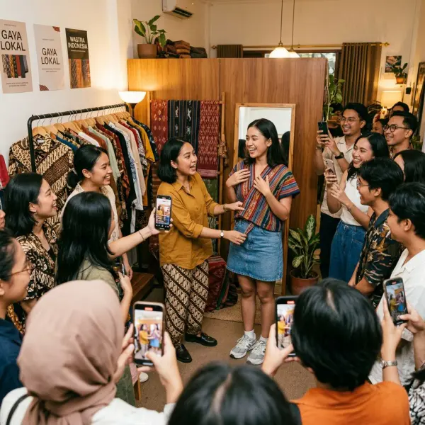 Komunitas fashion lokal mengikuti sesi live styling media sosial