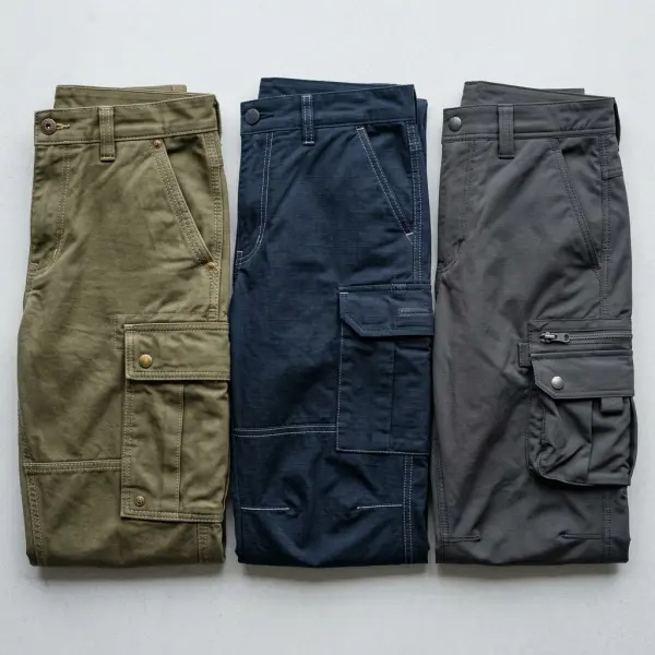 Detail tekstur bahan cargo pants modern seperti twill dan ripstop Detail tekstur bahan cargo pants modern seperti twill dan ripstop