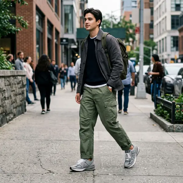 Styling sneakers dengan cargo pants modern