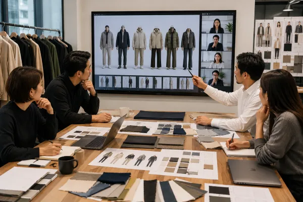 Fashion brand team using 3D virtual range review to make better production decisions Fashion brand team using 3D virtual range review to make better production decisions