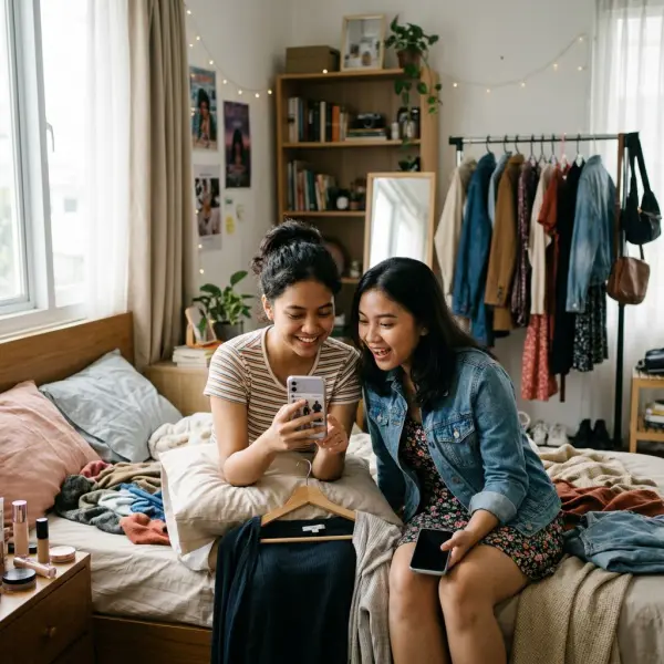Anak muda Indonesia melihat inspirasi fashion di media sosial Anak muda Indonesia melihat inspirasi fashion di media sosial