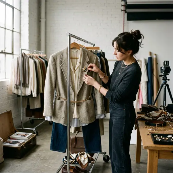 stylist memadukan ulang blazer lama dengan aksesori berbeda
