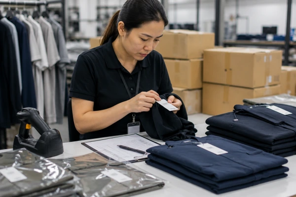 Apparel packaging and label inspection before shipment Apparel packaging and label inspection before shipment