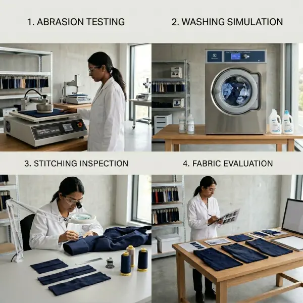 Pengujian durability kain seragam sekolah sebelum produksi massal