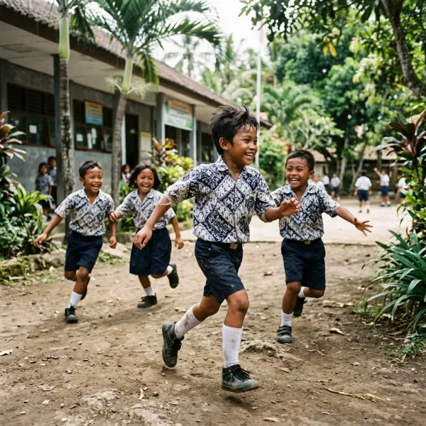 Seragam sekolah anak yang mulai kusam setelah sering dipakai dan dicuci