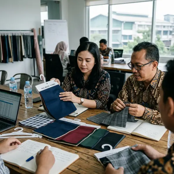 Tim garment memilih kain tahan lama untuk seragam anak aktif