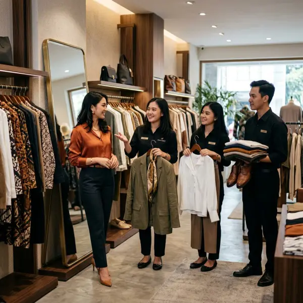 tim fashion membantu pelanggan memahami penggunaan pakaian sesuai konteks tim fashion membantu pelanggan memahami penggunaan pakaian sesuai konteks