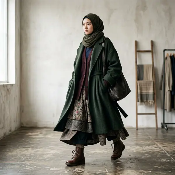 fashion muslim dengan layering berlebihan yang membuat tampilan terasa berat
