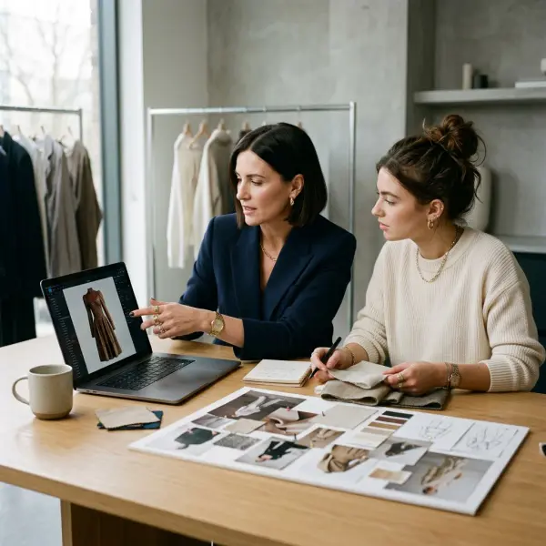 Creative team producing a digital fashion campaign with realistic garment renders Creative team producing a digital fashion campaign with realistic garment renders