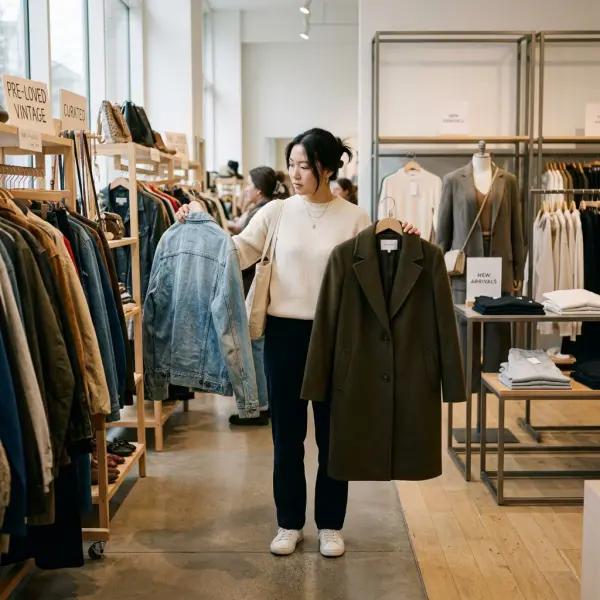 Konsumen membandingkan pakaian thrift dengan pakaian fast fashion sebelum membeli