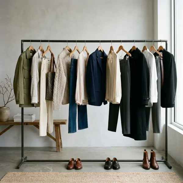 personal style evolution shown through a refined wardrobe with different life stage outfits