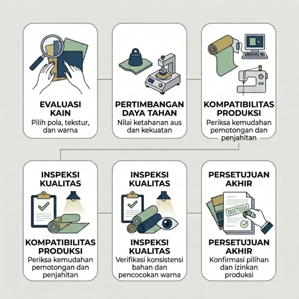 Pemeriksaan upholstery fabric sebelum dipilih sebagai material sofa Pemeriksaan upholstery fabric sebelum dipilih sebagai material sofa