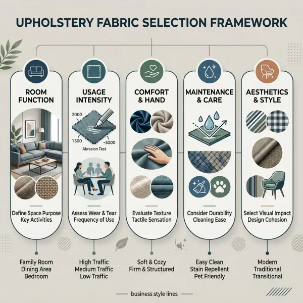 Framework sederhana memilih upholstery fabric berdasarkan fungsi dan kebutuhan Framework sederhana memilih upholstery fabric berdasarkan fungsi dan kebutuhan