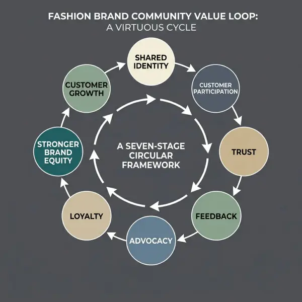 Simple visual framework showing how fashion communities strengthen brand value Simple visual framework showing how fashion communities strengthen brand value