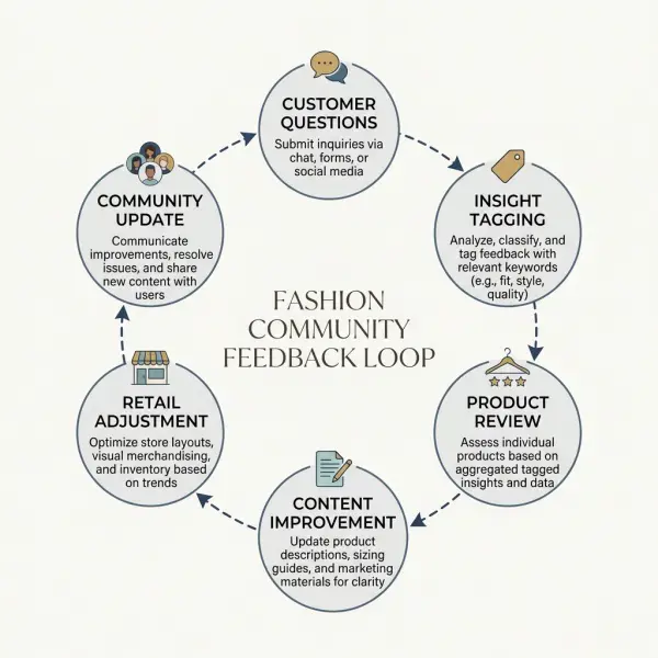 Fashion community feedback loop connecting customer insight to product and retail improvement Fashion community feedback loop connecting customer insight to product and retail improvement