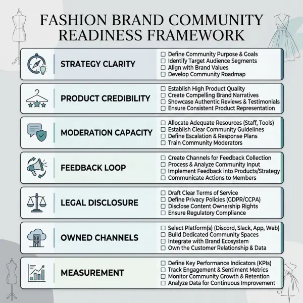Fashion brand community readiness checklist for strategy, product, moderation, and customer feedback Fashion brand community readiness checklist for strategy, product, moderation, and customer feedback