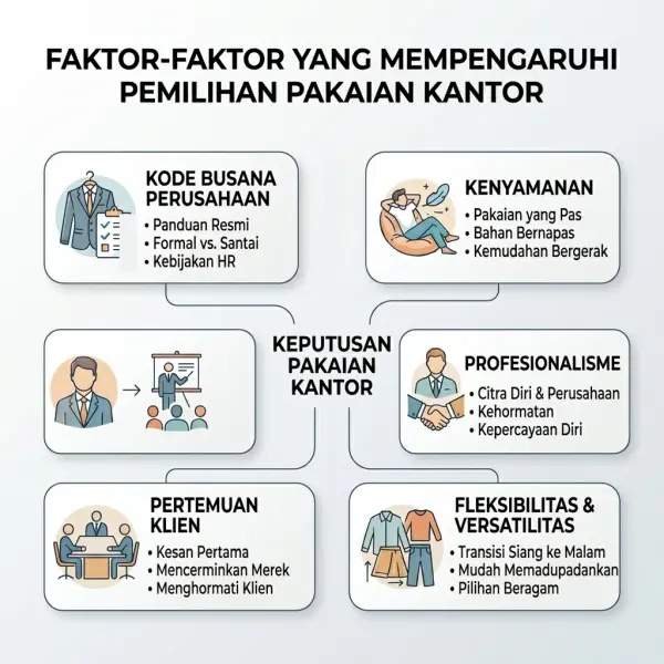 Diagram sederhana faktor memilih outfit kantor profesional Diagram sederhana faktor memilih outfit kantor profesional