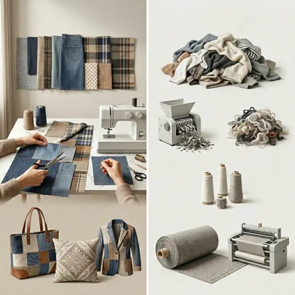 Perbandingan visual antara upcycled fabric dan recycled fabric