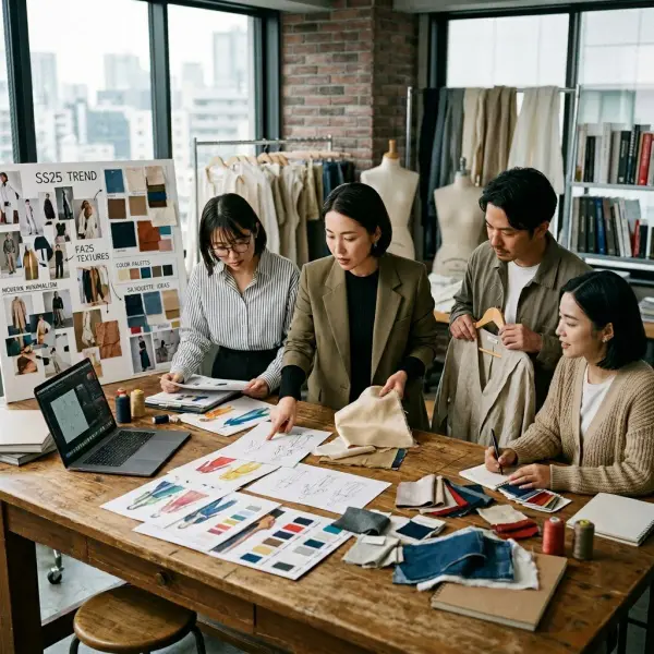Tim kreatif fashion mengevaluasi koleksi berdasarkan identitas brand dan tren Tim kreatif fashion mengevaluasi koleksi berdasarkan identitas brand dan tren