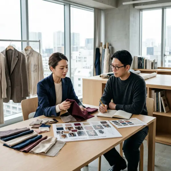 Tim pengembangan produk fashion memilih material untuk menentukan positioning merek