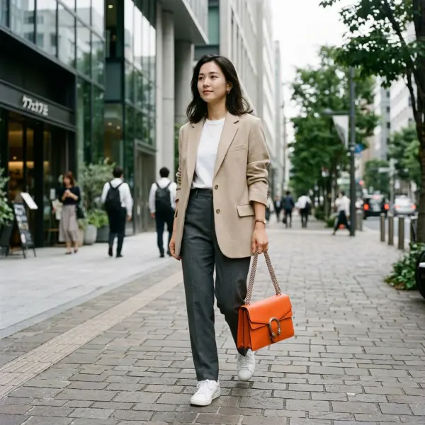 Outfit minimalis dengan satu aksesori statement sebagai pusat perhatian Outfit minimalis dengan satu aksesori statement sebagai pusat perhatian