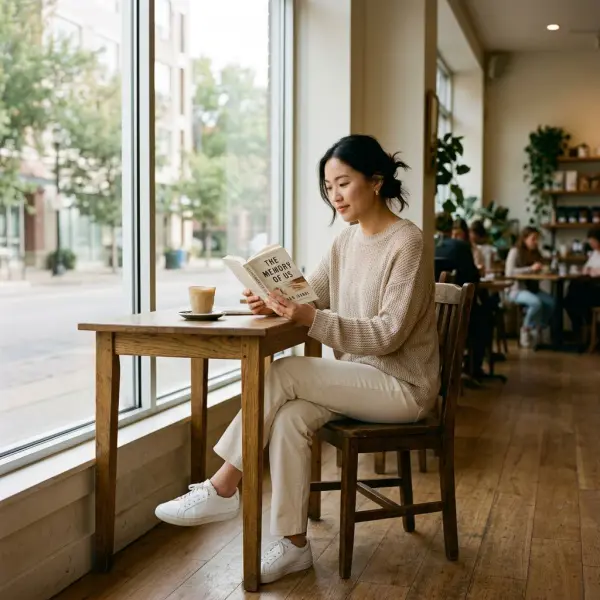 Outfit healing sendirian dengan knit ringan yang rapi dan elegan Outfit healing sendirian dengan knit ringan yang rapi dan elegan