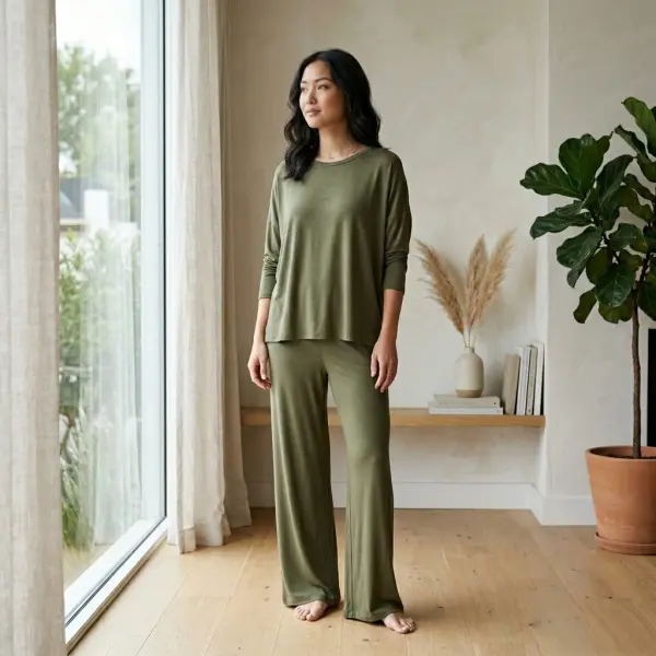 Styling pakaian harian berbahan modal dengan tampilan rapi dan santai