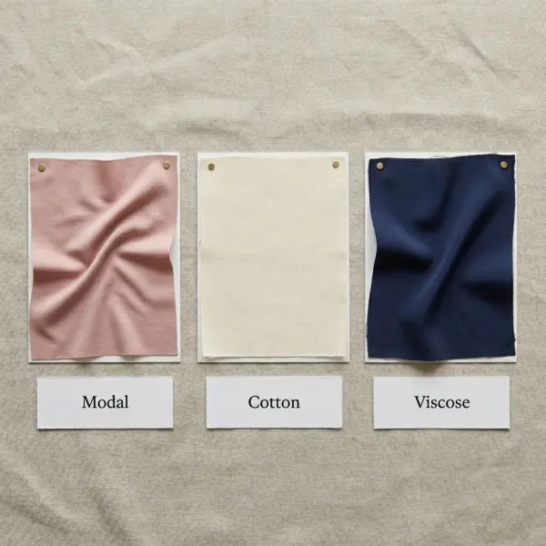 Perbandingan sampel kain modal, cotton, dan viscose untuk keputusan sourcing loungewear