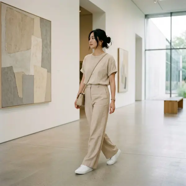 Outfit casual monokrom untuk healing sendirian dengan tampilan modern dan minimalis Outfit casual monokrom untuk healing sendirian dengan tampilan modern dan minimalis